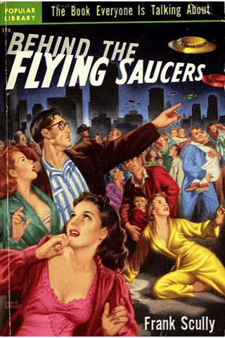 Capa da edição Popular Library de Behind the Flying Saucers, de Frank Scully.